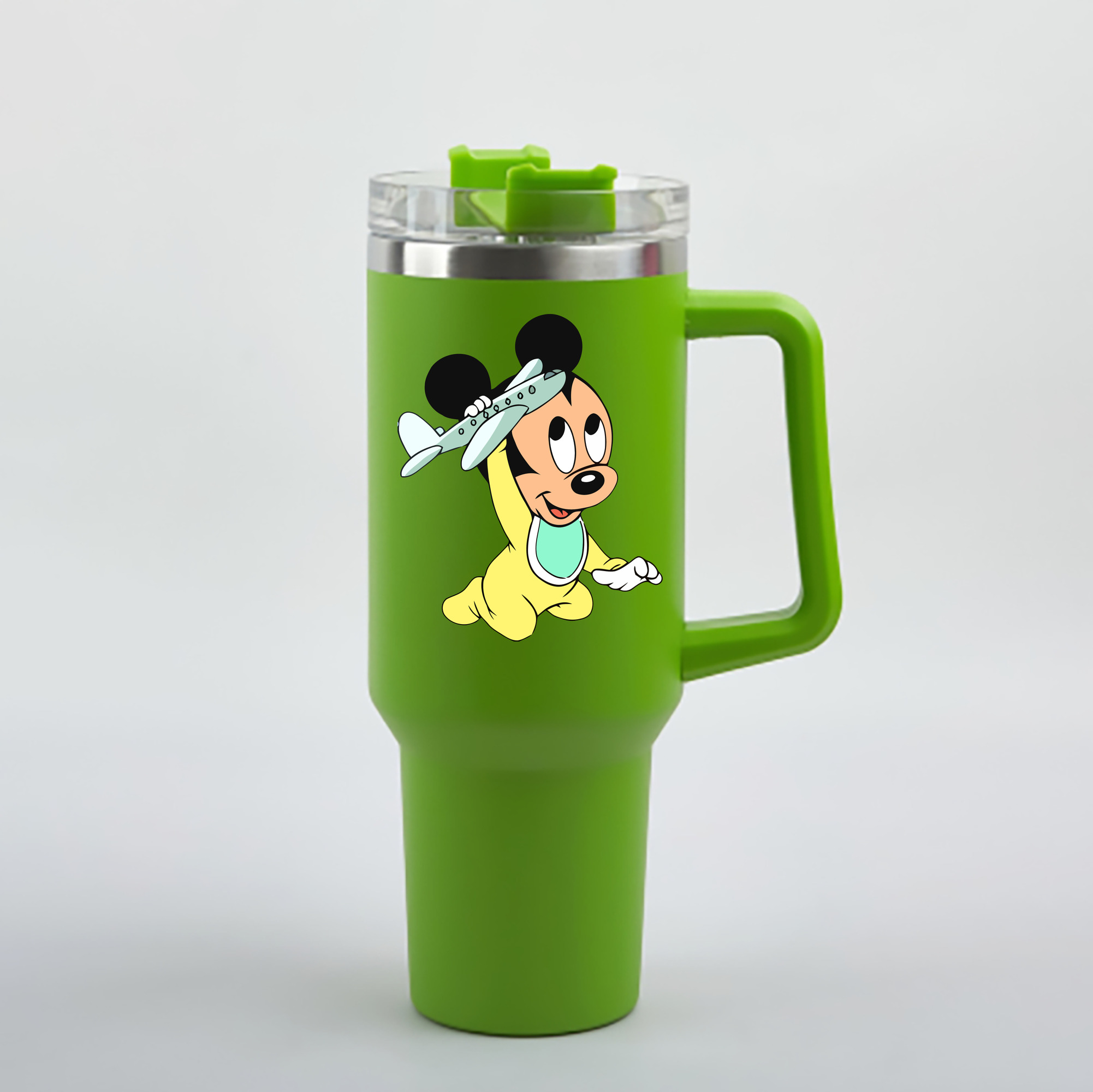 （画像用） ミッキーマウス Mickey Mouse 1200mL車用タンブラー - クリスタルステッカー（プラスチックストロー付き）